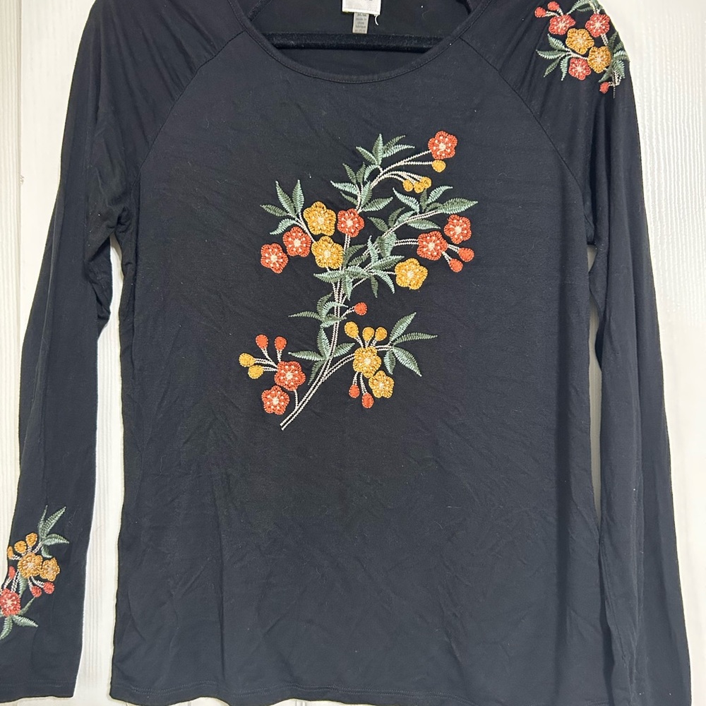 Black embroidered top
